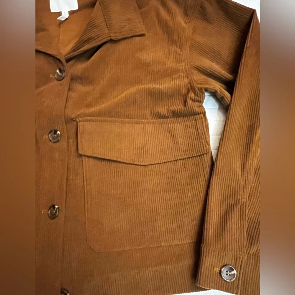 Avec Les Filles Anthropologie Womens Corduroy Shirt/Jacket Brown NWOT